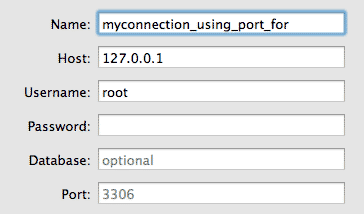 mysql port forwarding connection settings